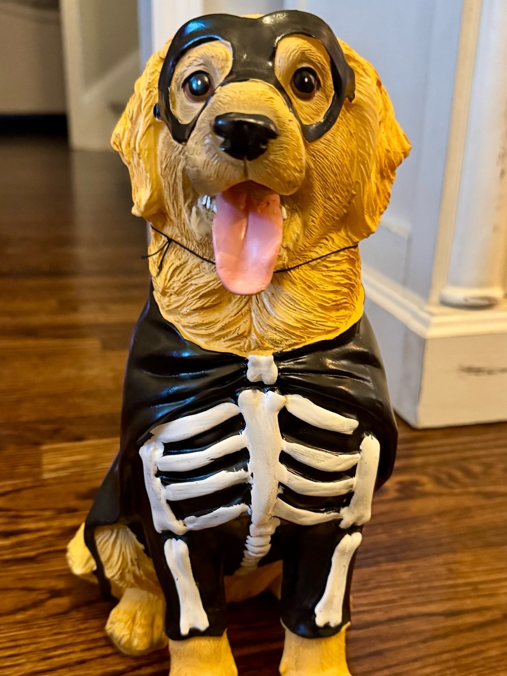 Golden Retriever Black Skeleton Dog Costume Statue